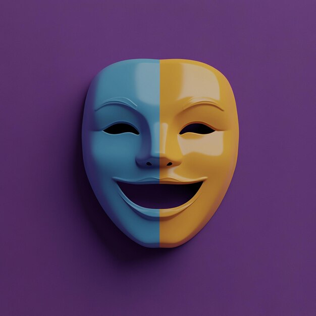 Photo 3d theater masks icon drama and performance illustration logo