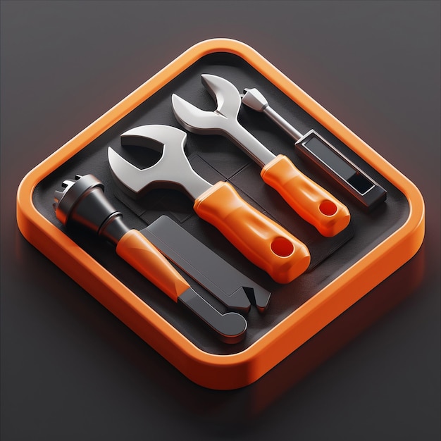 Photo 3d tools icon hardware and repair illustration logo