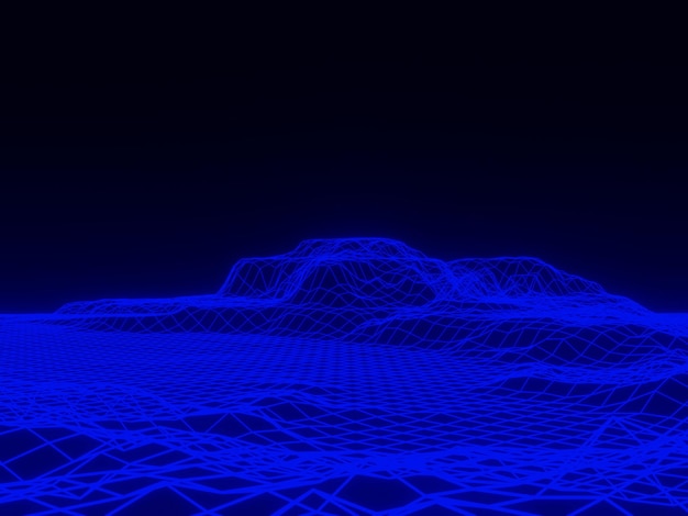 3D topographic mountain grid wireframe Holographic terrain