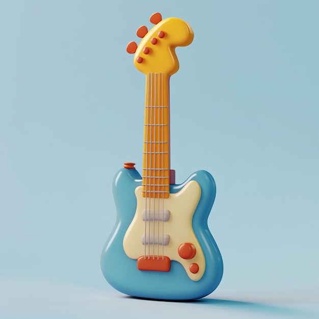 Photo 3d toy guitar icon musical play for young rockstars