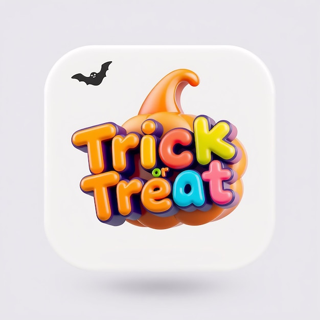 3D Trick or Treat Text Inside Pumpkin