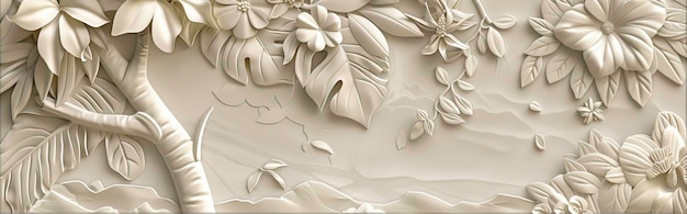 3d tropical leaves Wallpaper Background golden art for digital printing wallpaper mural custom design wallpaper AI generated illustration