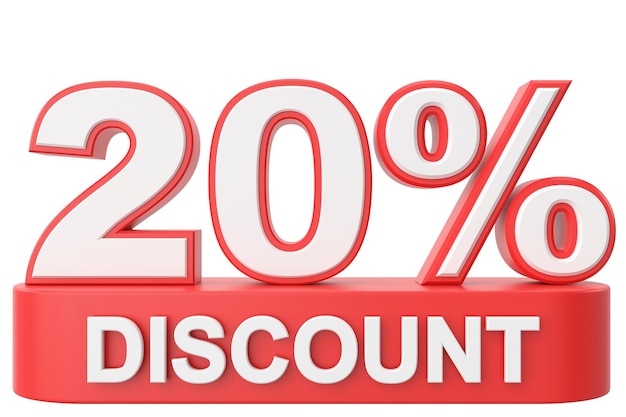 3D twenty percent discount 20 discount 20 sale