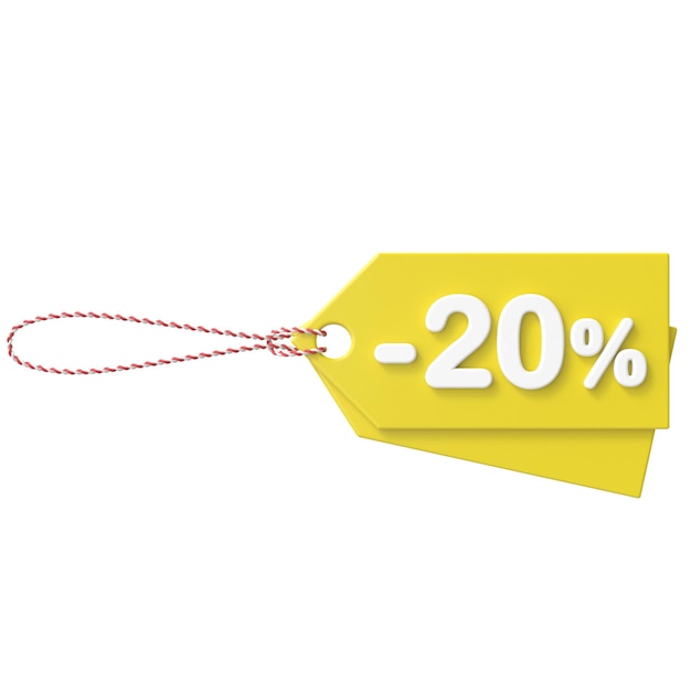 3D twenty percent sale 20 sale Sale tag