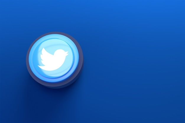 3d twitter logo minimal simple design with blue background