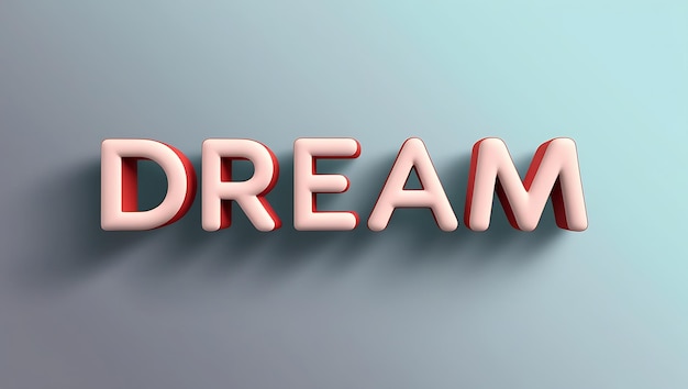 3D typography word Dream on a flat background