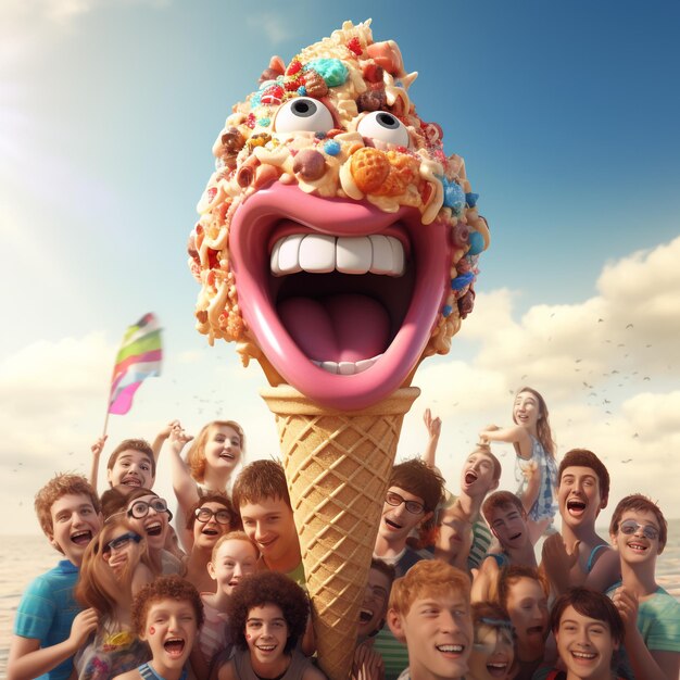 a 3d ultra hd hyper detailed realistic ice cream