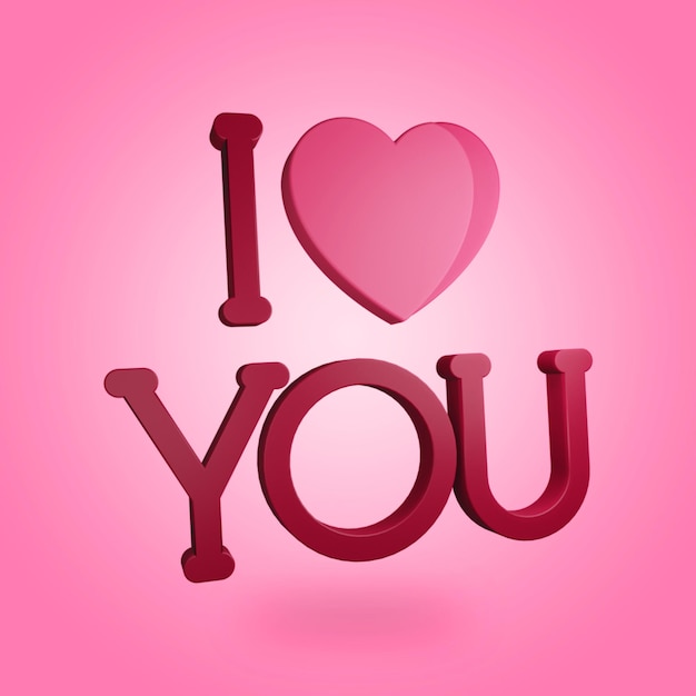 3D Valentine's day greeting illustration. Words I Love You on colorful background