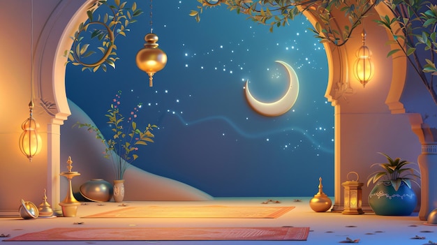 3D Vector of background ramadhan kareem