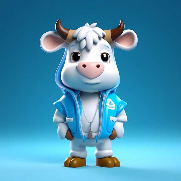 3d vector cute cow vector icon illustration animal nature icon isolated flat