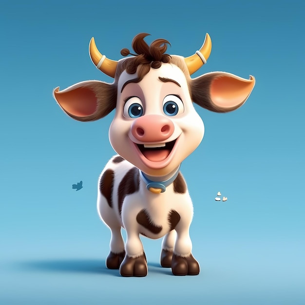 3d vector cute cow vector icon illustration animal nature icon isolated flat