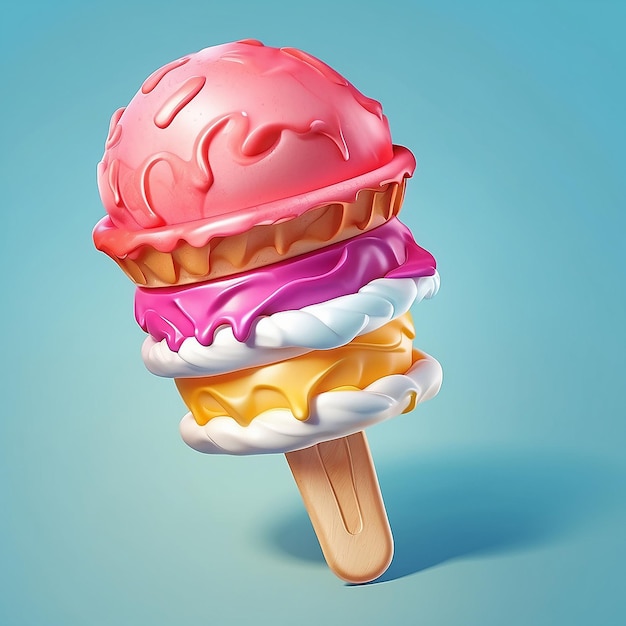 3d Vector Ice Cream stick Summer holiday Time to travel concept