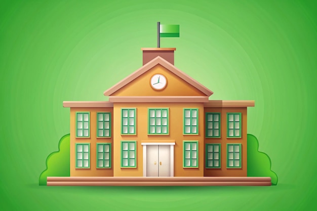 A 3d vector icon of a school building with multiple stories