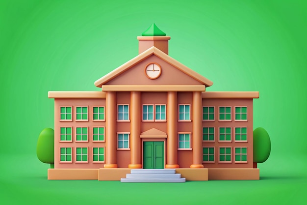 A 3d vector icon of a school building with multiple stories