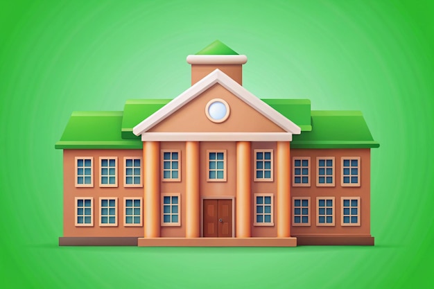 A 3d vector icon of a school building with multiple stories