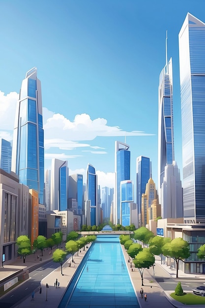 3d vector image of modern city view