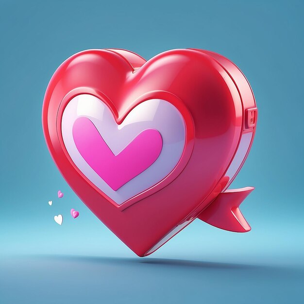 3d Vector Social Media Notification with Pink Heart Valentines Day Concept