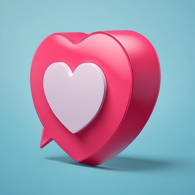 3d Vector Social Media Notification with Pink Heart Valentines Day Concept