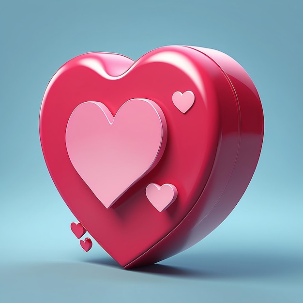 3d Vector Social Media Notification with Pink Heart Valentines Day Concept