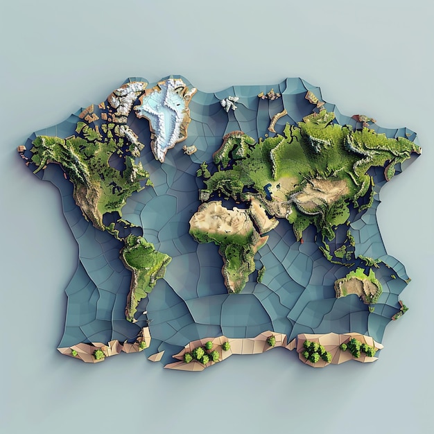 3D vector world map