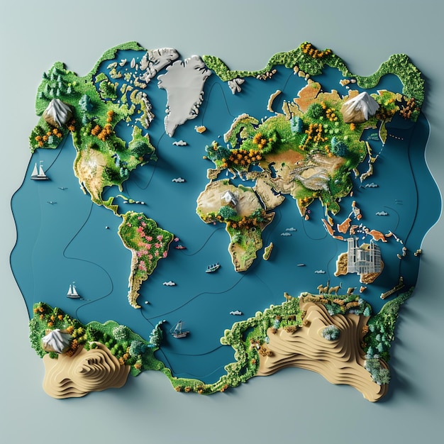 3D vector world map