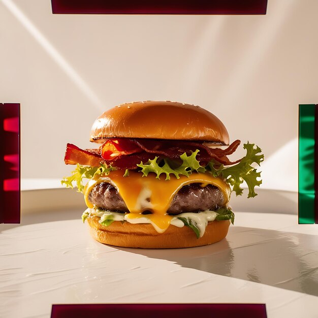 Photo 3d vibrant juicy burger