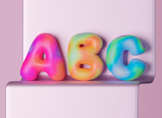 3d view of letters of the alphabet