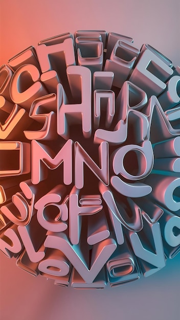 Photo 3d view of letters of the alphabet