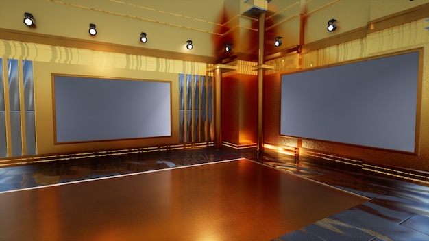 3D Virtual News Studio Background