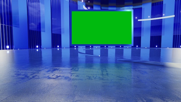 3D Virtual TV Studio News, Backdrop For TV Shows .TV On Wall.3D Virtual News Studio Background