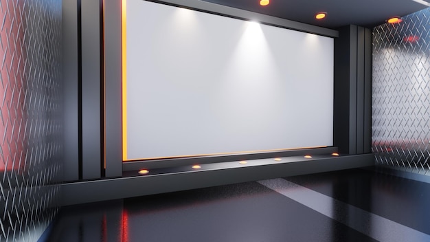 3D Virtual TV Studio News, Backdrop For TV Shows .TV On Wall.3D Virtual News Studio Background