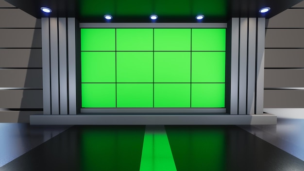 3D Virtual TV Studio News, Backdrop For TV Shows .TV On Wall.3D Virtual News Studio Background