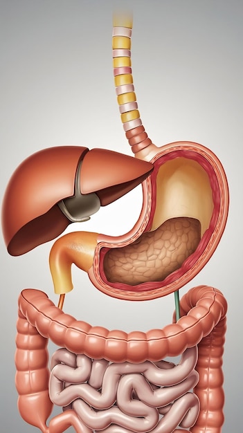 3d visualization of the anterior human stomach tract in digestive system