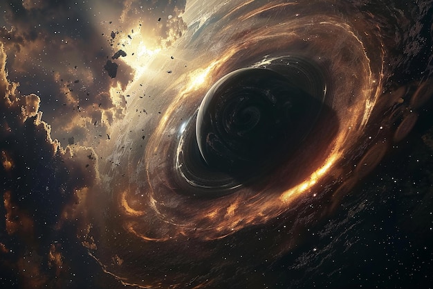 3D visualization immense gravitational vortex consumes extraterrestrial world scifi idea