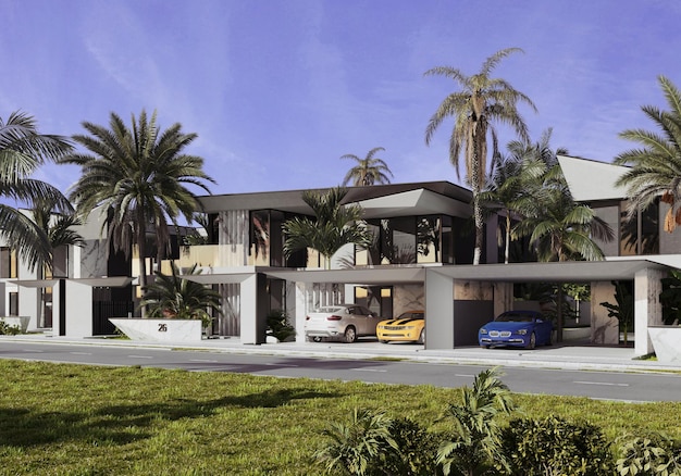 3D visualization of a modern house in Dubai. luxury architecture