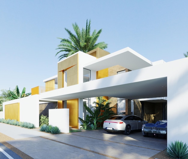 3D visualization of a modern house in Dubai. luxury architecture