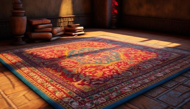 Photo a 3d visualization of a single exquisitely designed pakistani carpet