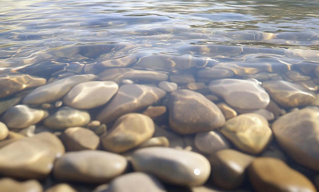 Photo 3d visualization of a tranquil stream gently rippling over flat stones