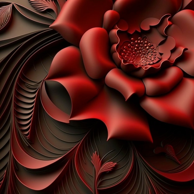 3d wallpaper beautiful red flower leather base backgroun