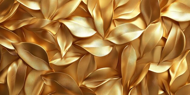 Photo 3d wallpaper design of goldcolored leaves