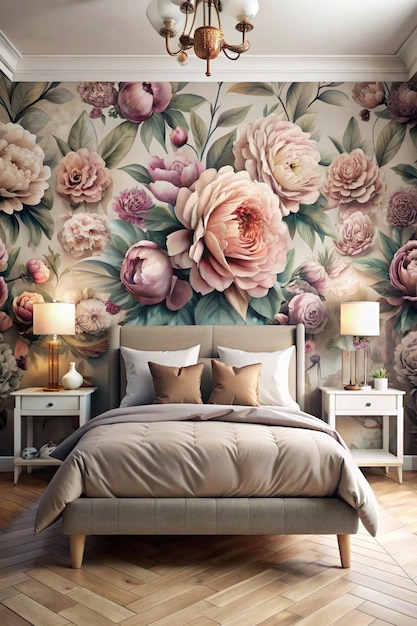 Photo 3d wallpaper for home decorations background flowers bedroom