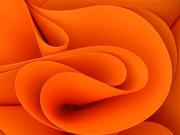 3d wallpaper orange shape windows 11 style Wavy swirly fabric 3d rendering illustrationx