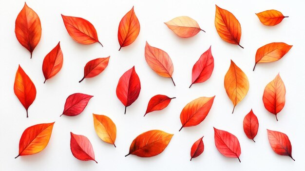 Photo 3d watercolor autumn leaves orange red image download