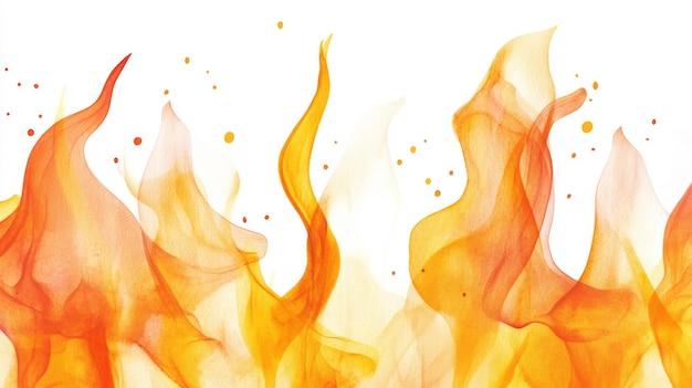 3D Watercolor Orange and Yellow Fire Flames Digital Art Illustration