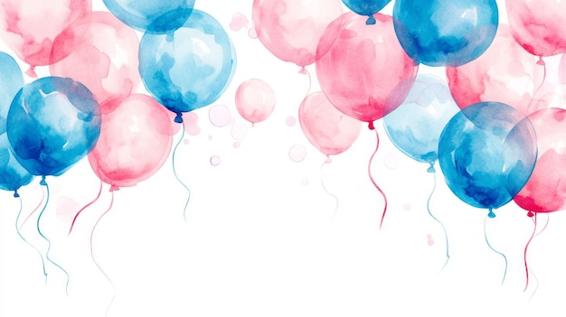 3D Watercolor Pink Blue Pastel Balloons Digital Clip Art