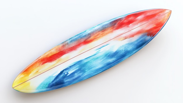 Photo 3d watercolor surfboard with bold outlines isolated png image