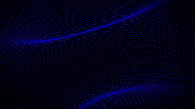 3d wavy technology abstract background Digital blue neon line dots and particles network big data