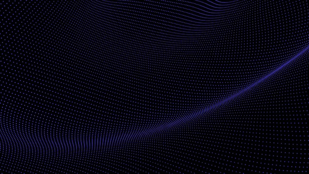 Photo 3d wavy technology abstract background digital blue neon line dots and particles network big data