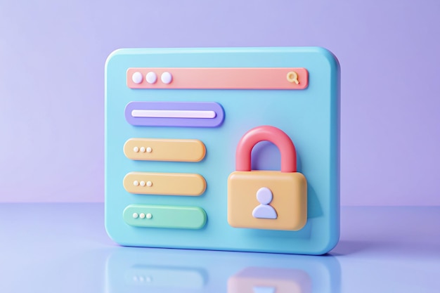 3D Website Login and Security Icon