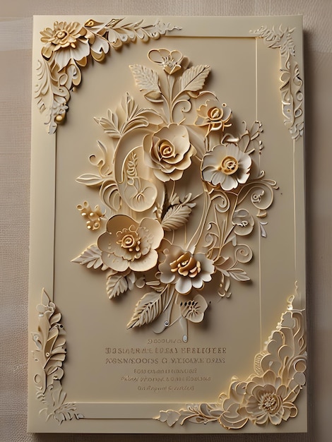 3D Wedding invitation greeting cards floral backgrounds templates with copyspace